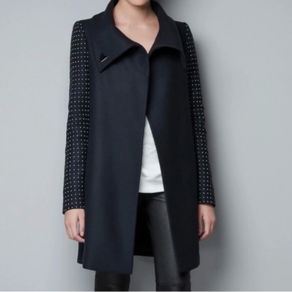 Zara Navy Studded Coat